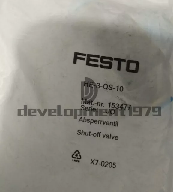 One New FESTO HE-3-QS-10 153477 globe valve