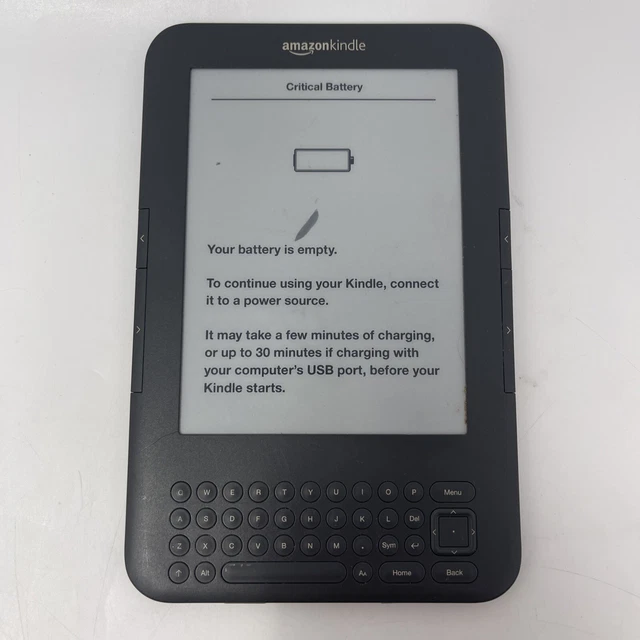 Amazon Kindle Keyboard 3 Wi-Fi 6" 4GB D00901 3rd Gen - Screen Damage, No Battery