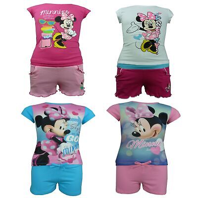 Girls Disney Minnie Mouse 2 Piece Set Summer T-shirt & Shorts Size: 3-8 Years