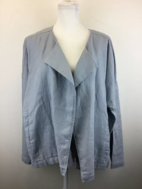 Eileen Fisher Coat Jacket Sz L LARGE Flyaway NEW NWT Kimono Dusty Blue 100% Line