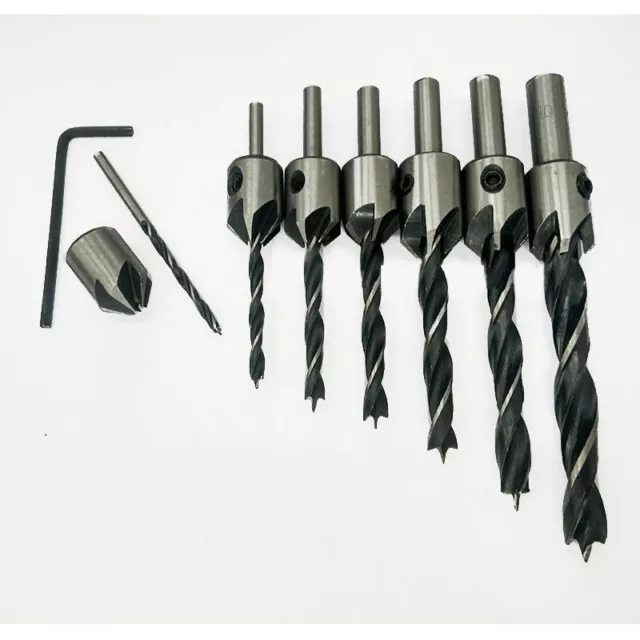 7-tlg HSS 3-10mm Aufstecksenker Versenker Senker Senkbohrer Holzbohrer Set Tools