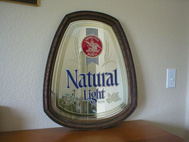 VINTAGE 80's NATURAL LIGHT BEER MIRROR SIGN ANHEUSER BUSCH BUDWEISER