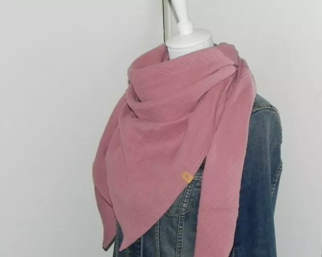 XL Musselin Schal Dreieckstuch ♥ 135 x 135 ♥ Alt Rosa ♥ Handmade ♥ Tuch