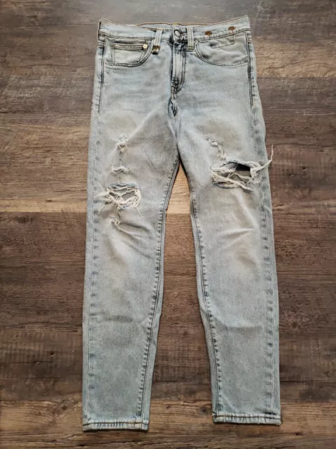 R13 Mens Drop w/ Shredding Jeans In Leyton Wash Sz 29 Distressed (b