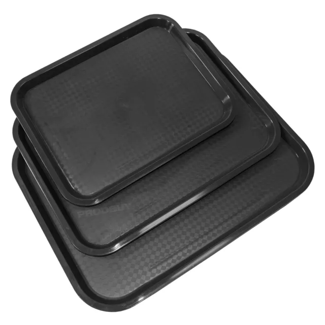 Black Plastic Serving Tray Canteen Cafe Fast Food TV Dinner Kitchen Breakfast