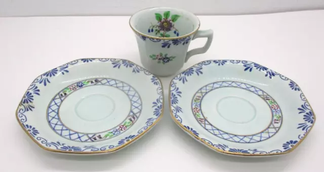 Adams Calyx Ware Tea Cup and 2 Saucers Set English Ironstone