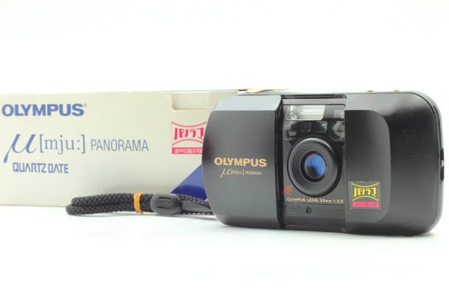 (NEAR MINT In Box) Olympus μ Mju PANORAMA BLACK Point & Shoot Film Camera JAPAN 2
