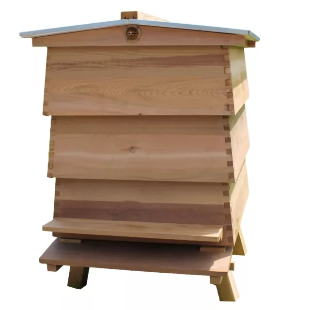 WBC Beehive Cedar Hive 3 Lifts Porch 2 Super 1 Brood Gabled Roof Beekeeping