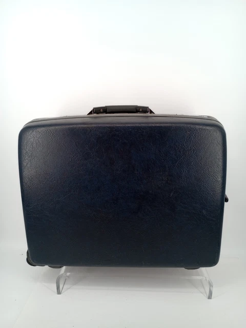 Vtg Rolling Navy Blue Samsonite 1987 Carry Pak 12 Hard Suitcase No Key. Read Plz