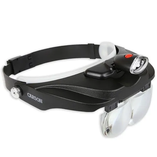 Magnivisor Head Band Visor Magnifier - Lighted Led + 4 Lenses Carson Pro CP-60