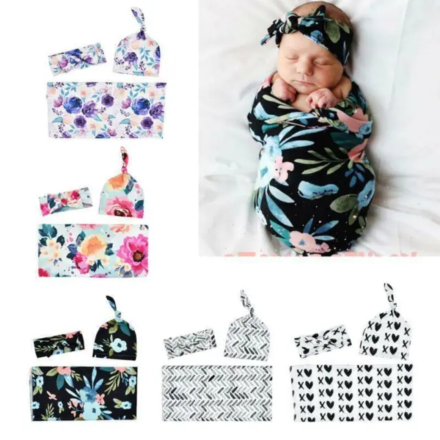 Newborn Snuggle Swaddle Blanket Baby Boys Girls Sleeping Bag Wrap Headband Cloth