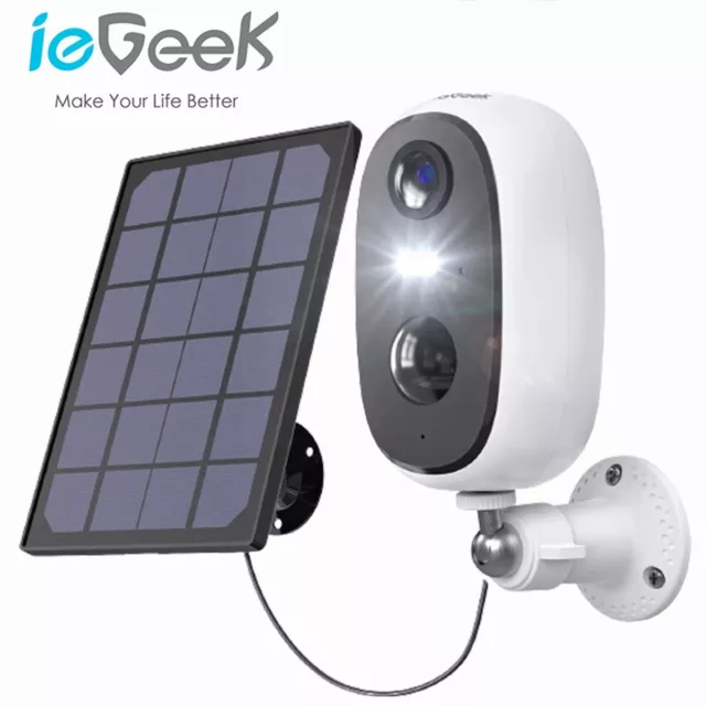 ieGeek Outdoor Solar Security Camera 2K Wireless Battery Powered CCTV System UK