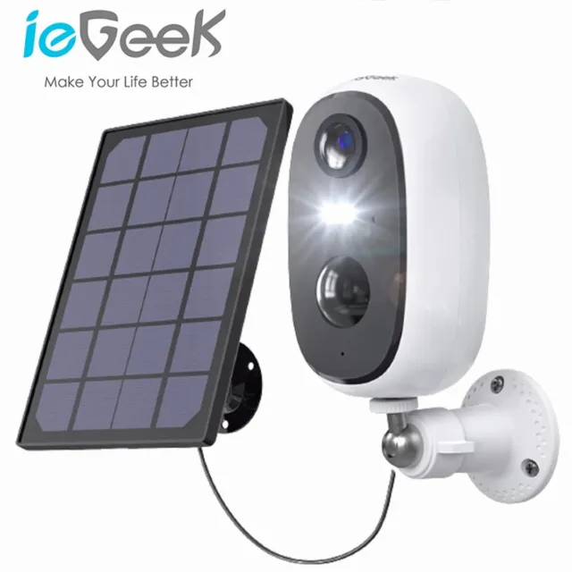 ieGeek Outdoor Wireless 2K Solar Security Camera Home WiFi Battery CCTV System
