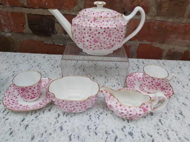 Antique Spode Copeland Pink dot tea for two *Some A/F*