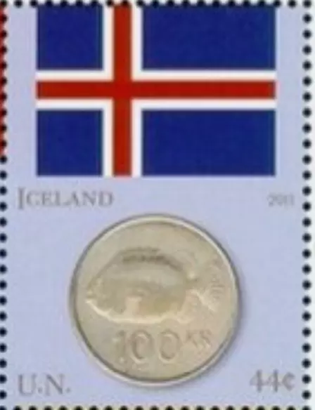 UN New York #Mi1248 MNH 2011 Iceland Flag krona Coin [1022d]