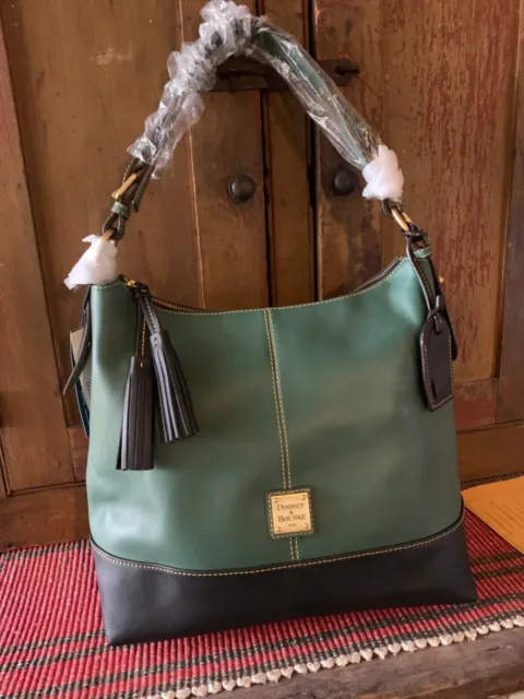 Dooney & Bourke Sophie HOBO Leather Shoulder Bag SAGE Green Black NEW