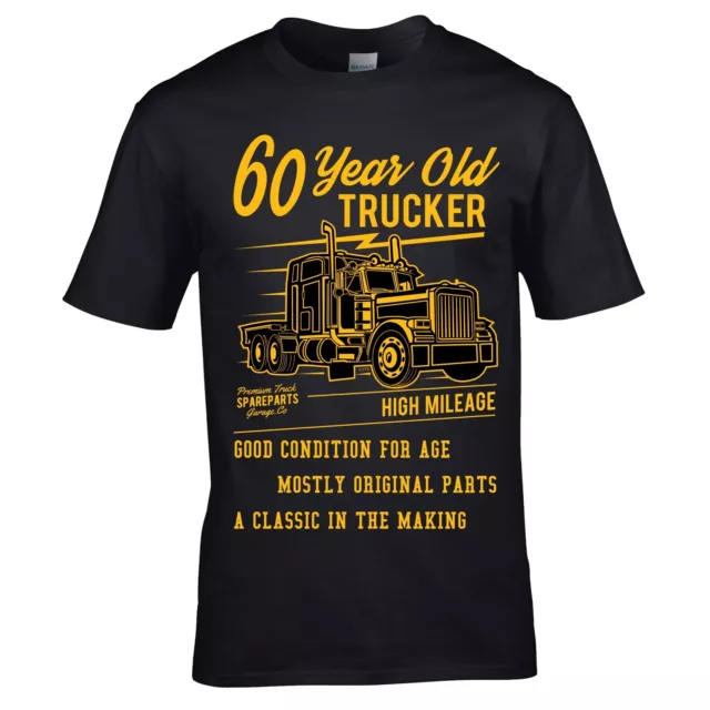 Funny 60 year Old Trucker Retro Truck Driver mens t-shirt top 60th birthday gift