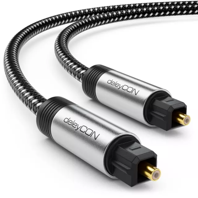 2M Toslink Câble Optique Audio Digital Fiches Plaquées or Gaine En Nylon SPDIF C