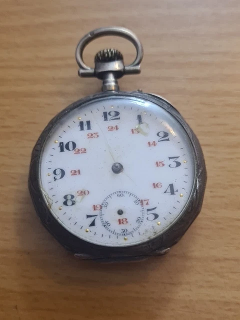 Montre à Gousset En Argent Poinçon - Mouvement Mécanique Manuel - Style Art Déco - Occasion Bon état