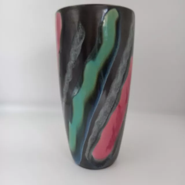 Veb Haldensleben 3150b East German pottery abstract lava vase 24cm