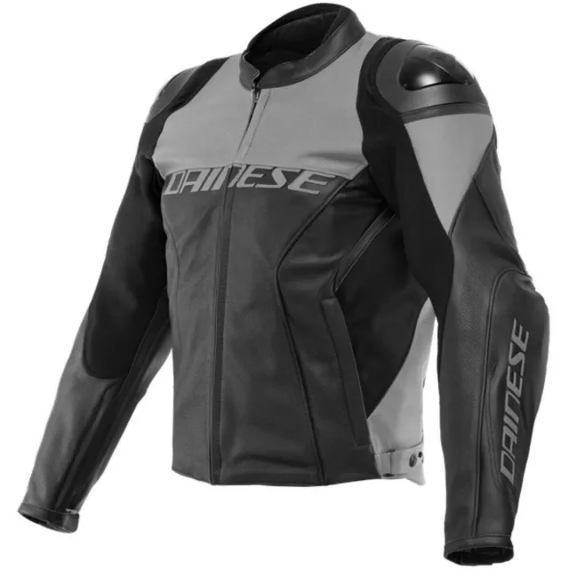 Jacke Motorrad Leder Dainese Racing 4 Leather Jacket Perf. Schwarz Grau TG 48