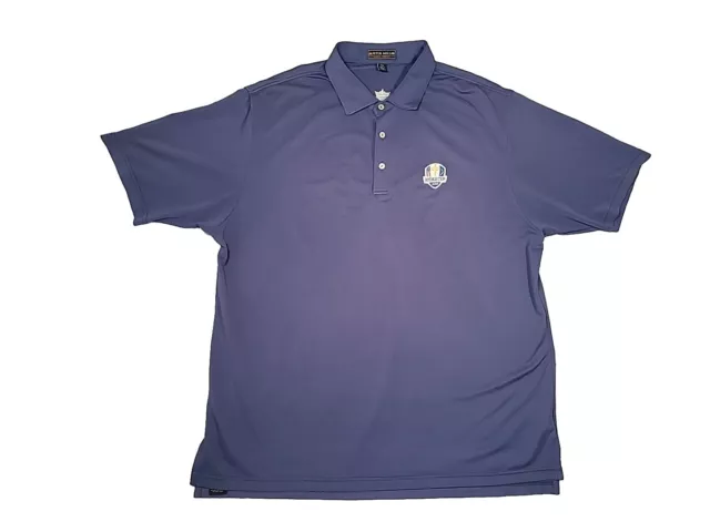 Polo Shirt da uomo blu golf Peter Millar XXL 2XL blu estate comfort coppa Ryder