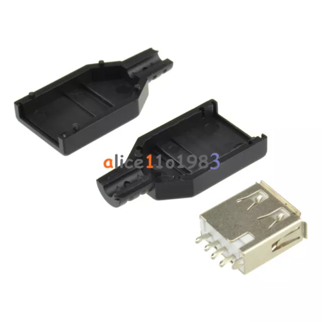 50PCS USB2.0 Type-A Plug 4-pin female Adapter Connector jack&Black Plastic Cover