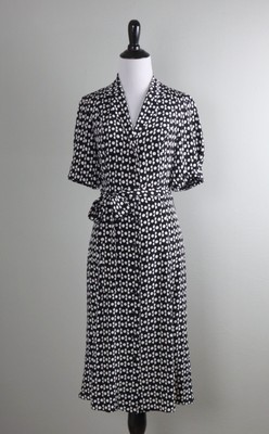 DIANE VON FURSTENBERG DVF $428 Polka Dot Belted Button up Shirt Dress Size 4