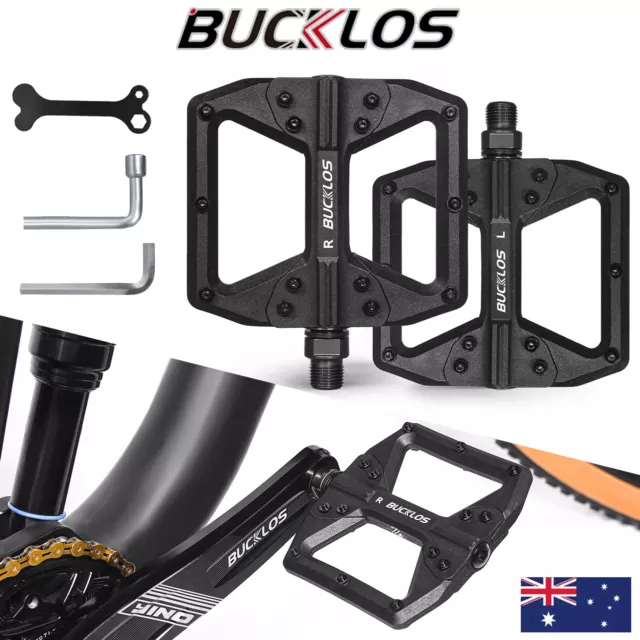 BUCKLOS Mountain Bike MTB Flat Pedal Large Platform for Ebike/Gravel/Hybrid 9/16