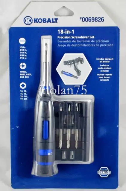 KOBALT 18-in-1 PRECISION MICRO SCREWDRIVER SET Compact Bit Holder TORX FLAT PHIL