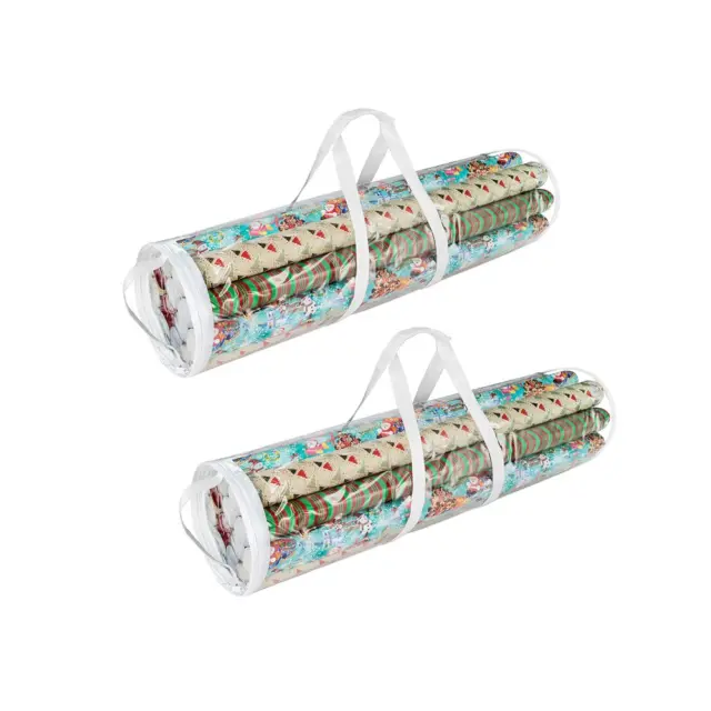 Waterproof Christmas Wrapping Paper Storage Bag Fits Rolls 30 Inches Long 2 Pcs
