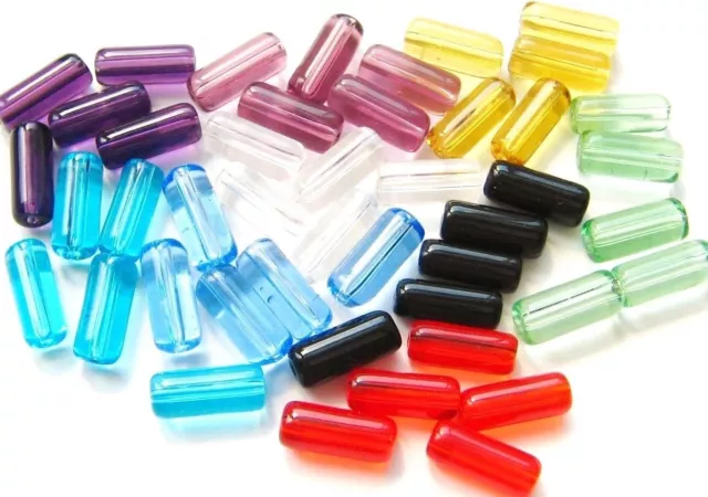 Glasperlen Röhre 4x10mm verschiedene Farben 20 Stück SERAJOSY