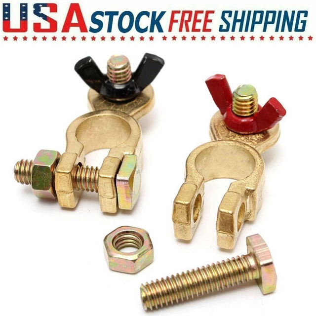 BRASS BATTERY TERMINAL Positive & Negative Connectors Clamp Marine Top