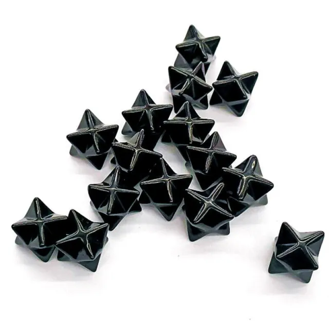 20pcs Natural Obsidian Stone Merkaba Star Healing Reiki Adventurine Rare Decor