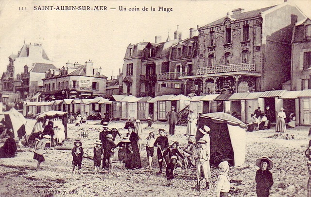 CPA 14 BALD Env. ST AUBIN S/ SEA Courseulles A Corner of the Beach 1911 Animated