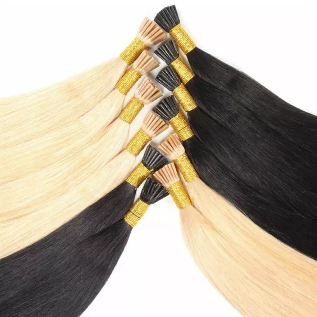 Hair Extensions Echthaar in REMY Qualität Microring 40cm 50cm 60cm glatt I-Tip