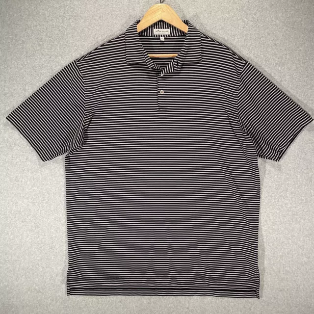 Peter Millar Summer Comfort Polo Golf Shirt Black Striped Short Sleeve Men’s XL