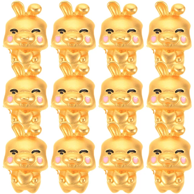 12 Pcs Rabbit Earring Beads Rabbit Beaded Spacer Beads Charm Braclets Alloy