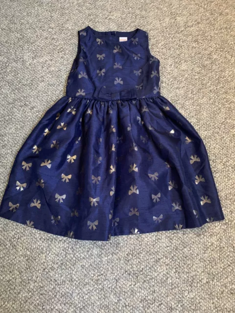 GYMBOREE Girls Navy Gold Bows Holiday Party  Wedding Flower Girl Dress Size 5