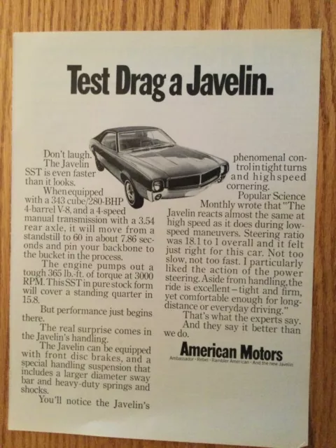 AMC76 Advertisement American Motors 1968 Javelin Test Drag a Javelin Feb 1968