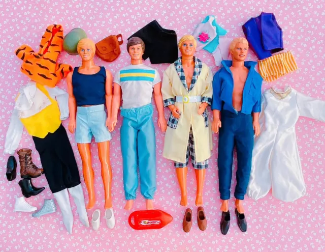 Vintage Mattel Barbie Ken Doll Bundle + Retro Male Clothes & Shoes Lot 80s 90s