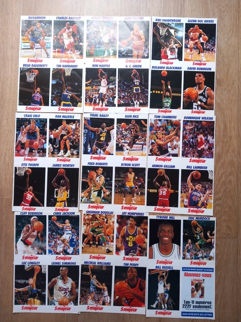 VENDS 9 PAGES Fiches 5majeur Nba,38 Fiches 5majeur, Très Rare Neuf,1991 ...