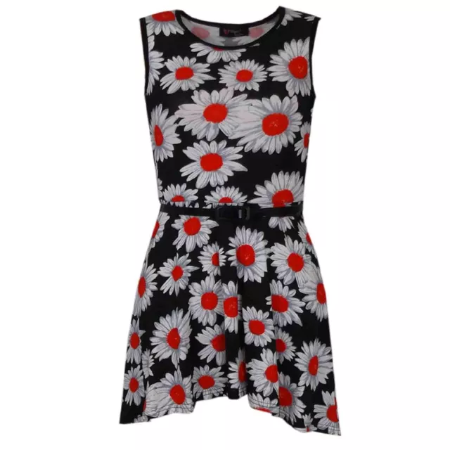 Bambine New Stagione Margherita Rosso Stampa Legging Skater Midi Abito Top 2-1