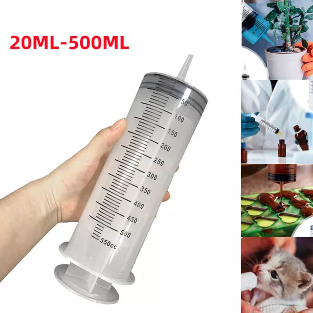 Reusable Clear Big Large Plastic Hydroponics Nutrient Measuring Syringe 20-500ML