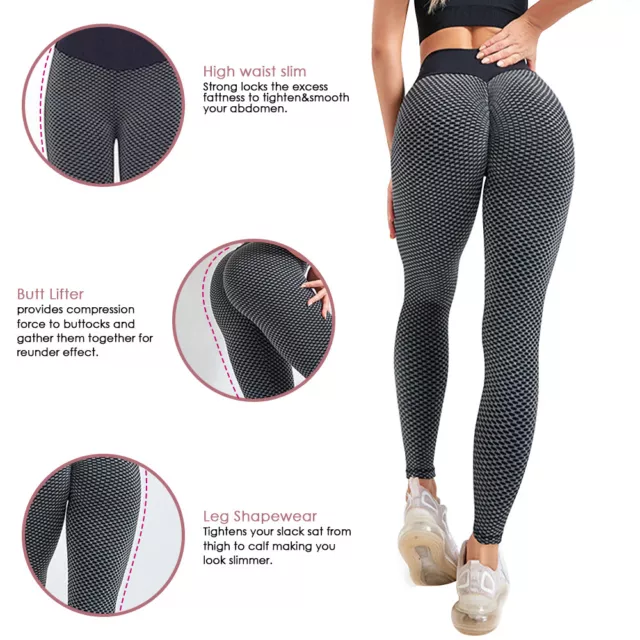 TIKTOK WOMEN YOGA Pants Leggings High Waist Anti Cellulite Butt Lift Gym  Fitness $17.99 - PicClick AU