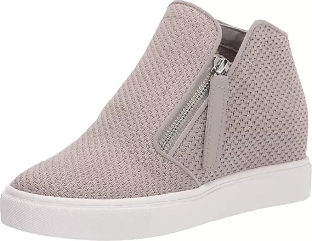 Steve Madden Click Taupe Closed-Toe Hidden Wedge Heel Dual-Side Zippers Sneakers