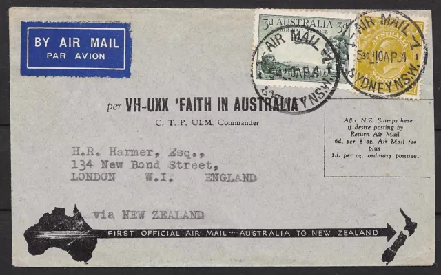 Australia covers 1934 1st Flight cover Faith in Australia to London