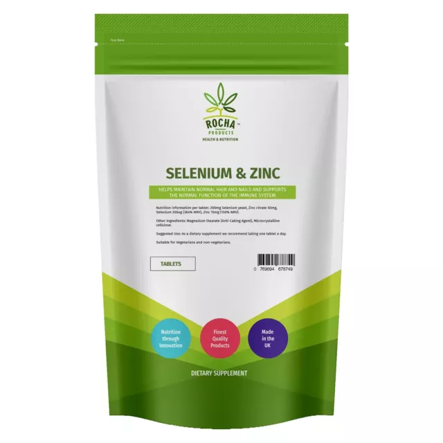 Selenium + Zinc Vegan Tablets - 200mcg Immune System Hair Skin Nails