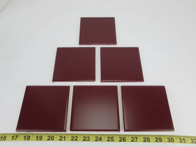 Lot of 6 New Old Stock Daltile Ceramic Tile Bordeaux (red) 4-1/4" x 4-1/4" SKU U