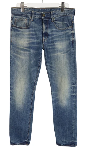 Jean Homme G-Star RAW 3301 - Coupe Low Tapered - Tissu 'Dark Aged Used' (bleu Délavé) - Neuf Avec étiquettes
